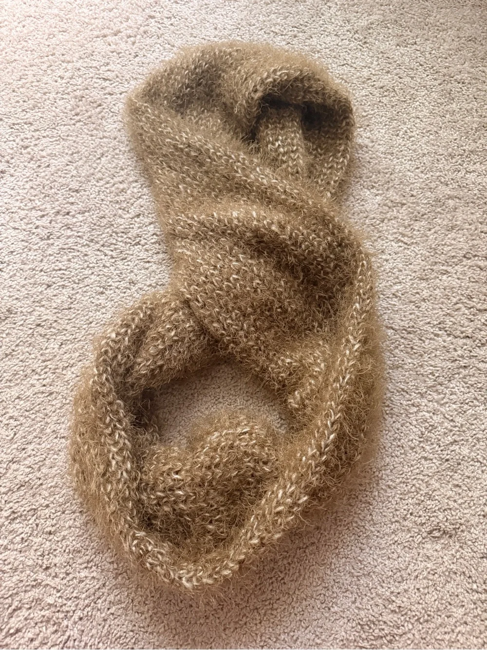 Cozy Fluffy Knit Infinity Scarf in Gold